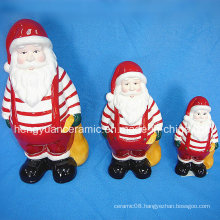 Ceramic Christmas Santa Claus Carrying Gift Bags